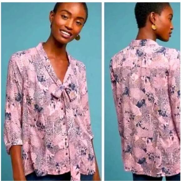Anthropologie 52 conversations Print Blouse Size 0 - Picture 1 of 6